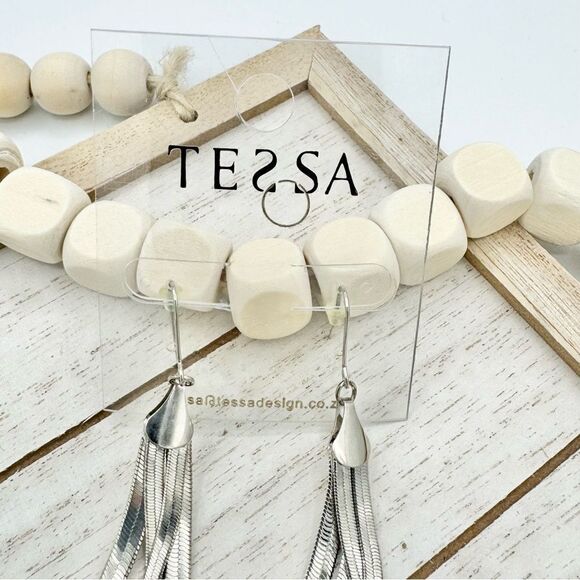 Tessa Silver Snake Chain Drop Hoop Earrings - Picture 3 of 6